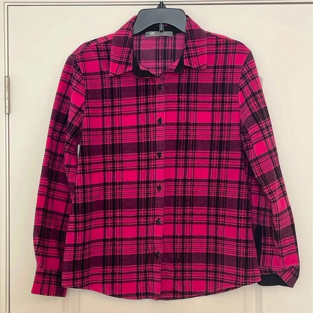 Riders by Lee Women’s Pink & Black Fleece Shirt Size M